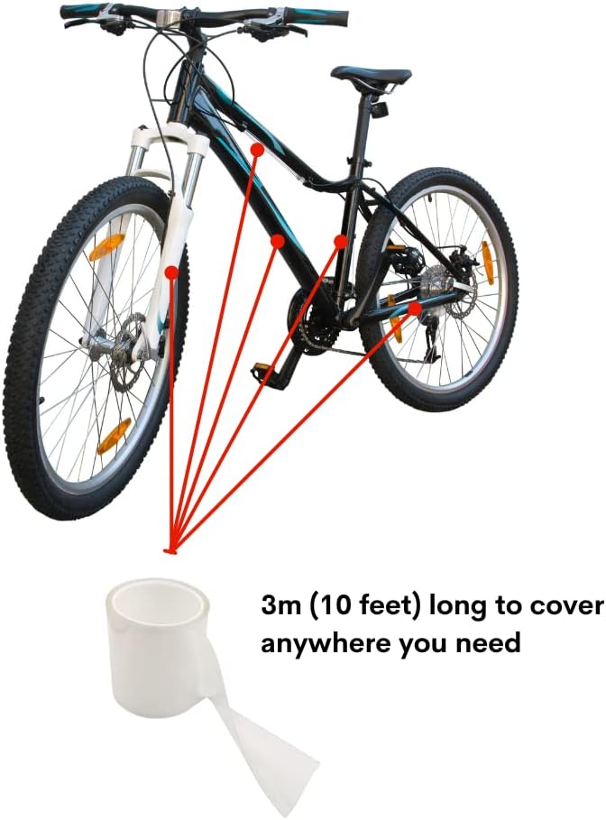 TURBOOST Bike Frame Protection Tape Sticker Vinyl Wrap Skin, MTB Paint Chainstay Chain Guard Corner Protector Film, Clear, 3m (120”) Length, Various Width Options - Image 2